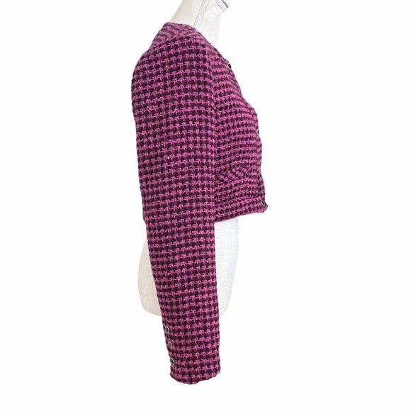 NWT ZARA PURPLE PINK BLACK TWEED CROPPED JACKET - S - Picture 2 of 10